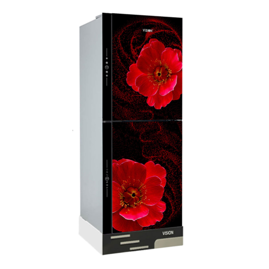 739064,_739011-_Red_Flax__1__lzyx-km.jpg VISION Glass Door Refrigerator RE-216 Liter Red Flax Flower Bottom Mount - Image 1
