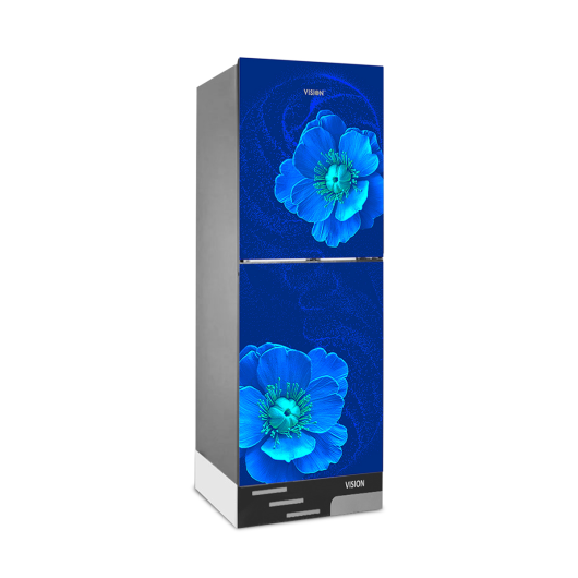 823818-Blue_Flax_6zet-b0.jpg VISION Glass Door Refrigerator RE-142 Liter Blue Flax Flower Top Mount - Image 1