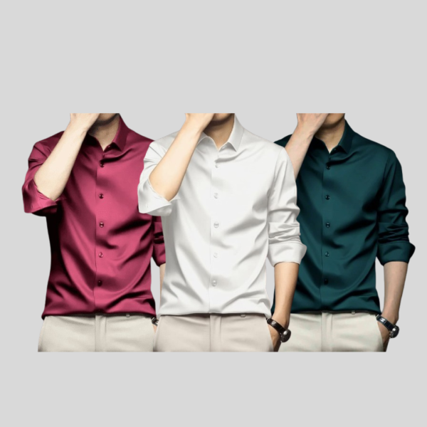Men's Premium Rinkel Free China Stich Farmal Shirt (3 Pics Combo)