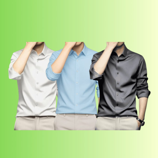 Men's Premium Rinkel Free China Stich Farmal Shirt (3 Pics Combo)
